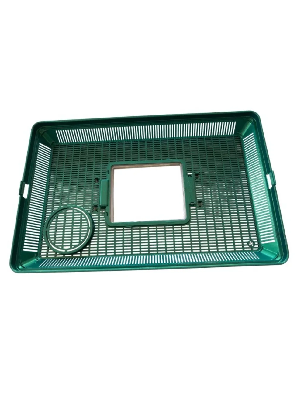 Lg Reptile & Insect Habitat Carrier W/ Lid & Handle - Green Ventilated Top C55